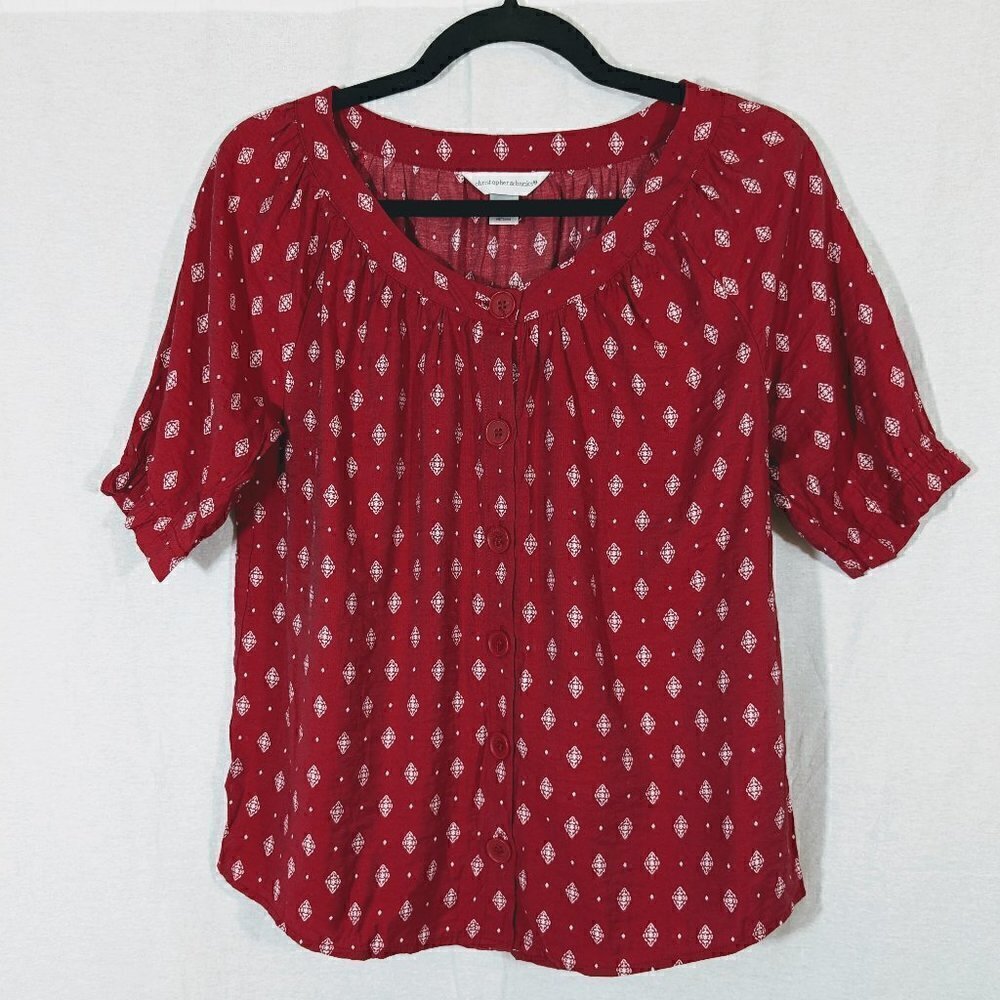 Christopher & Banks Red Boho Blouse Size S